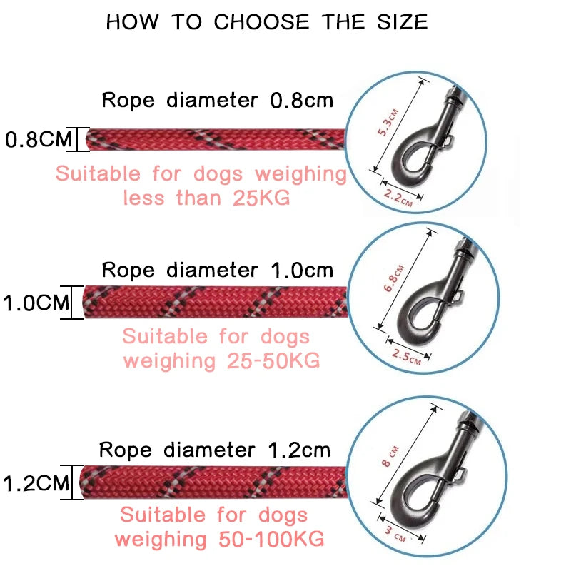 Reflective Strong Dog Pet Leash 150/200/300cm