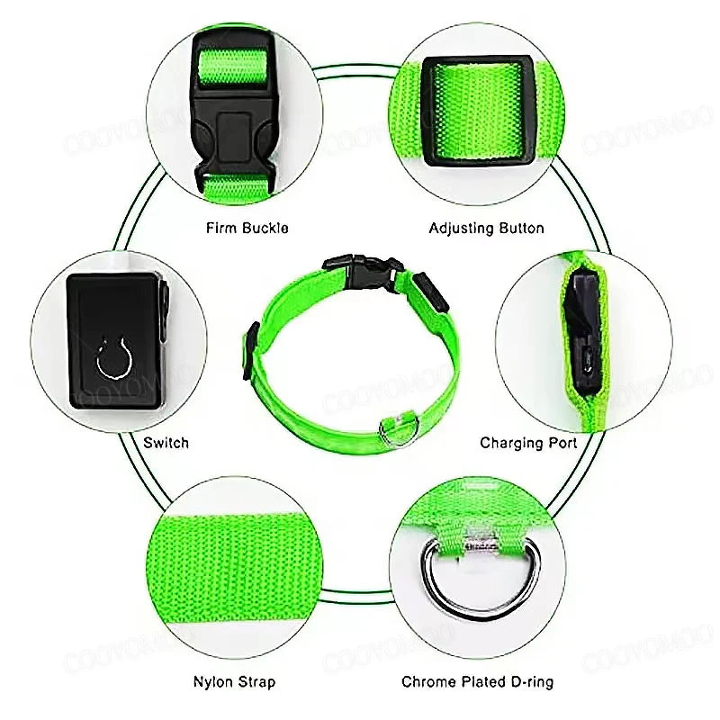 Dog & Cat Luminous Charge Collar Led Usb Collars Detachable