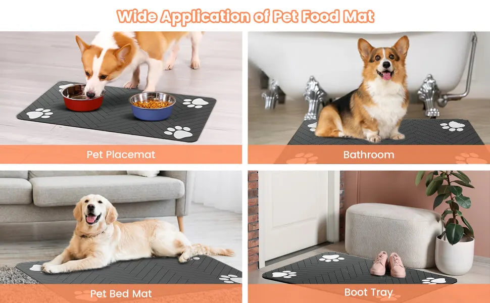 Cat & Dog pet Feeding Mat-Absorbent Pet Placemat for Food and Water Bowl, with Waterproof Rubber Backing