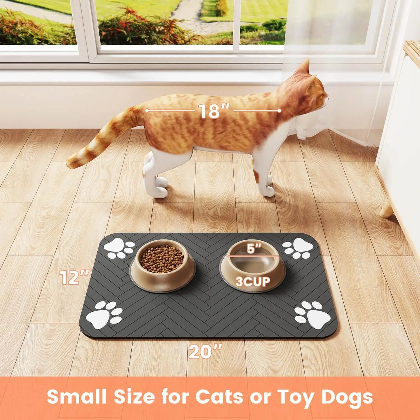 Cat & Dog pet Feeding Mat-Absorbent Pet Placemat for Food and Water Bowl, with Waterproof Rubber Backing