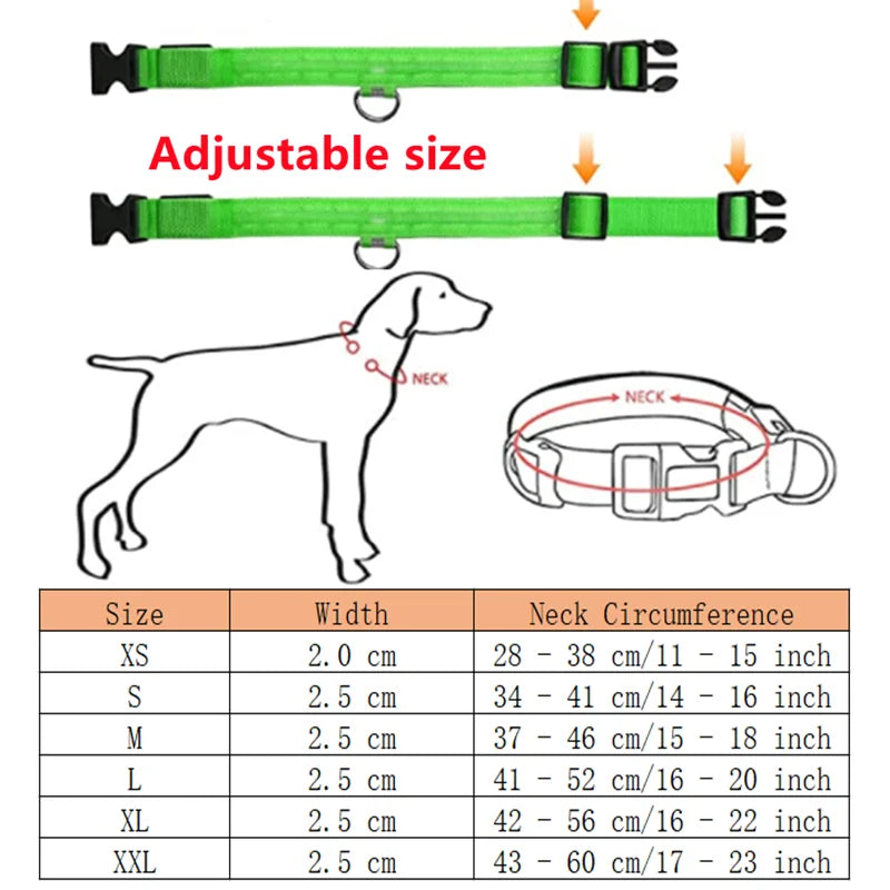 Dog & Cat Luminous Charge Collar Led Usb Collars Detachable