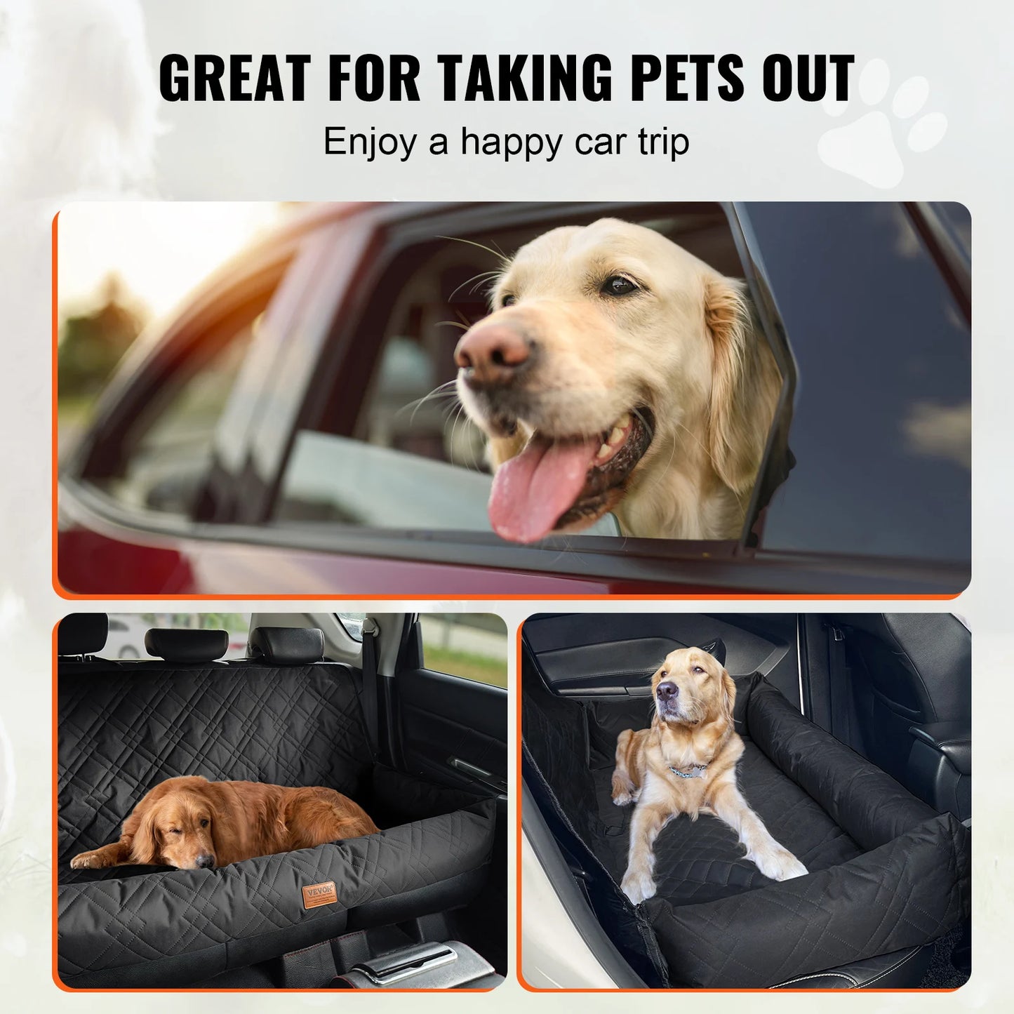 Waterproof Dog car seat with Clip-On Safety Leash for Medium & Large Dog