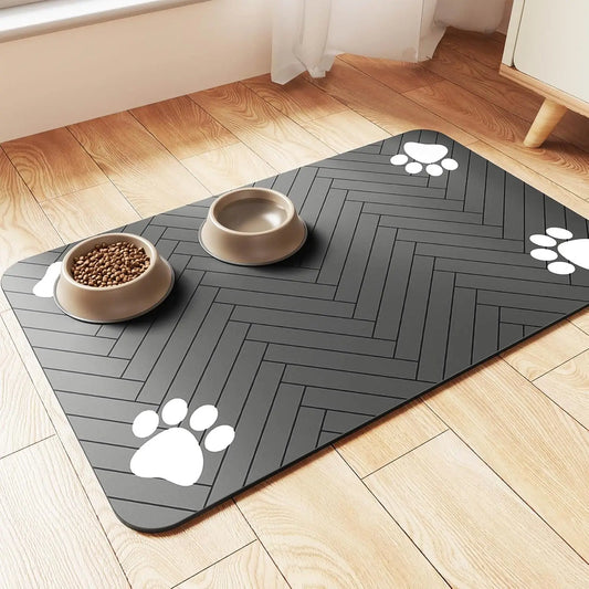 Cat & Dog pet Feeding Mat-Absorbent Pet Placemat for Food and Water Bowl, with Waterproof Rubber Backing