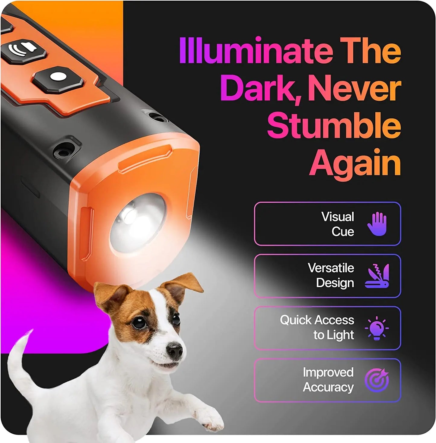 Dog Repeller Ultrasonic Dog Training Device Anti Dog Bark Deterrent Device With LED Flashlight